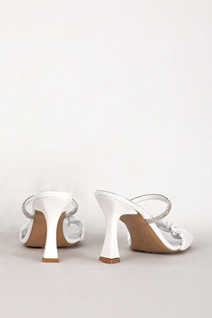 DERİCLUB 7716 Gerçek Deri Kadın Taşlı Topuklu Terlik