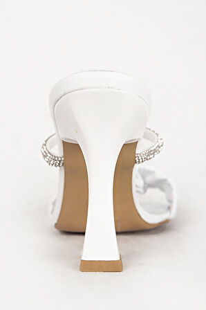 DERİCLUB 7716 Gerçek Deri Kadın Taşlı Topuklu Terlik