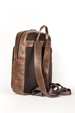 GD 8000 Gerçek Deri Sırt Çantası CRAZY KAHVE