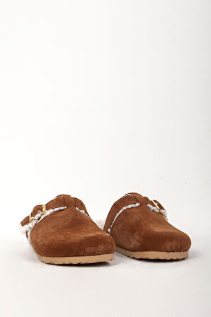 DERİCLUB 7964 Gerçek Süet Deri Ucu Kapalı Kadın Terlik