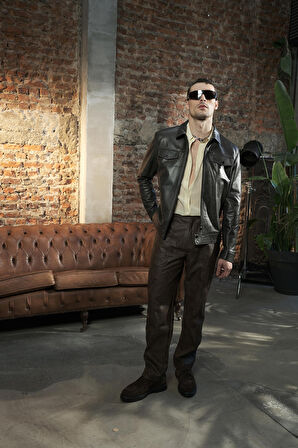 DERİCLUB WM206 DÖKME Gerçek Deri Erkek Mont