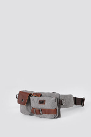 ÇÇS 31459 Kanvas Kumaş Askılı Bel ve Omuz Çantası GREY
