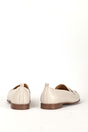 DERİCLUB BR 04037 Gerçek Deri Kadın Loafer BEJ