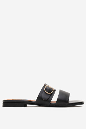 DERİCLUB RC 015 R005 Gerçek Deri Kadın Terlik SİYAH