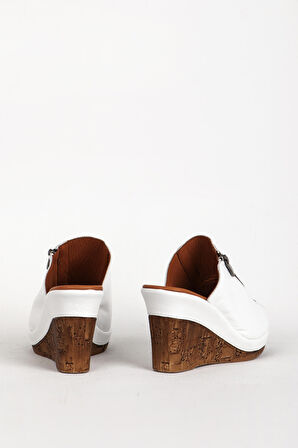 DERİCLUB RC 6137 Gerçek Deri Dolgu Topuk Kadın Terlik