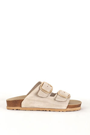 DERİCLUB ZY 7543 Gerçek Süet Deri Kadın Tokalı Terlik