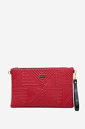 SİLVER POLO 1034 Tek Bölmeli Kadın Portföy & Clutch PYRAMID KIRMIZI
