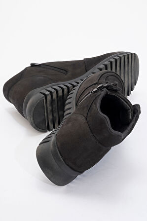 HAMMER JACK Erkek Comfort Yarım Bilek Casual Bot Gerçek Deri HJ 18810M NUBUK SİYAH