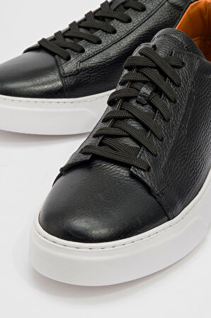 Erkek Yüksek Taban Bağcıklı Comfort Casual Ayakkabı Gerçek Deri HJ 8311M SİYAH