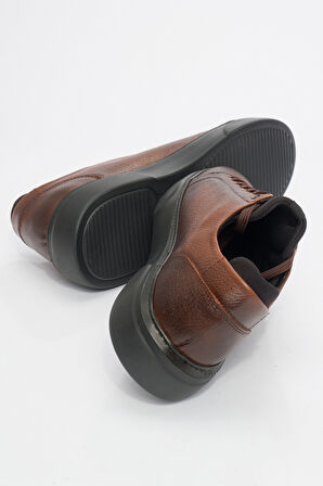 Erkek Kalın Taban Comfort Casual Ayakkabı Gerçek Deri HJ 8312M TABA