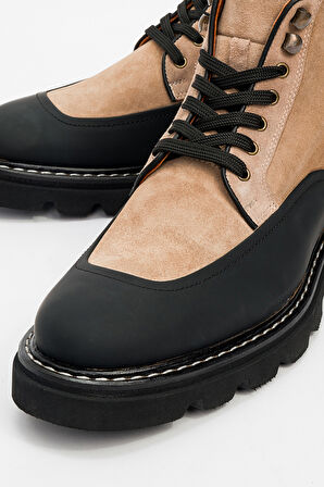 Erkek Kalın Taban Bağcıklı Fermuarlı Casual Bot Gerçek Deri MC 20293 VİZON