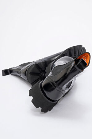 Erkek Kalın Taban Esnek Yan Bantlı Chelsea Bot Gerçek Deri MC 20285 SİYAH