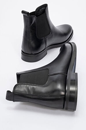 MARCOMEN Erkek Klasik Chelsea Bot Gerçek Deri MC 12275 SİYAH