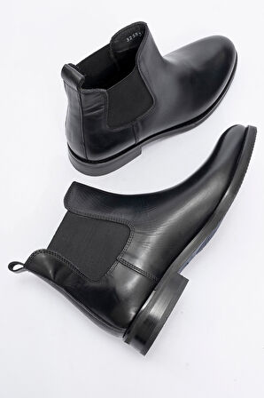 MARCOMEN Erkek Klasik Chelsea Bot Gerçek Deri MC 12275 SİYAH