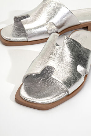 Kadın Bantlı Gerçek Deri Terlik ZY 8012 LAME