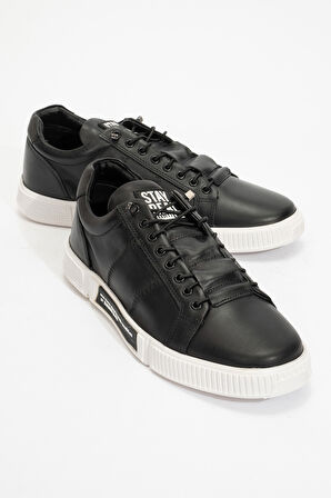 Erkek Lastik Bağcıklı Comfort Casual Ayakkabı Gerçek Deri HJ 20250M SİYAH