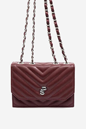 SİLVER POLO Kadın Zincir Askılı Kol Çantası SP 1150 BORDO/MAT BORDO