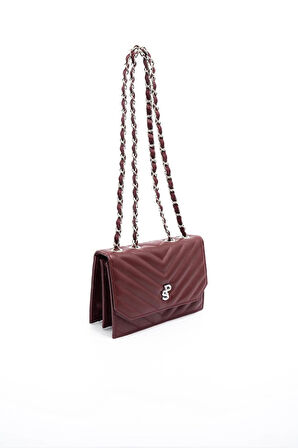 SİLVER POLO Kadın Zincir Askılı Kol Çantası SP 1150 BORDO/MAT BORDO