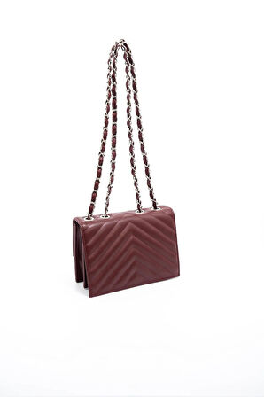 SİLVER POLO Kadın Zincir Askılı Kol Çantası SP 1150 BORDO/MAT BORDO