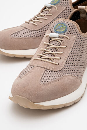 DERİCLUB Erkek Esnek Taban Fileli Comfort Ayakkabı Gerçek Deri CR 2677 BEJ