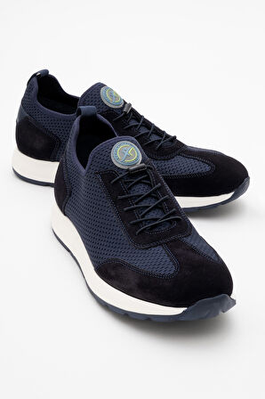 DERİCLUB Erkek Esnek Taban Fileli Comfort Ayakkabı Gerçek Deri CR 2677 LACİVERT