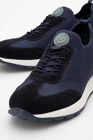 DERİCLUB Erkek Esnek Taban Fileli Comfort Ayakkabı Gerçek Deri CR 2677 LACİVERT