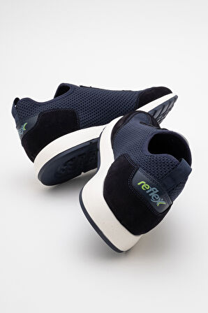 DERİCLUB Erkek Esnek Taban Fileli Comfort Ayakkabı Gerçek Deri CR 2677 LACİVERT