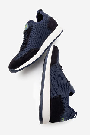 DERİCLUB Erkek Esnek Taban Fileli Comfort Ayakkabı Gerçek Deri CR 2677 LACİVERT