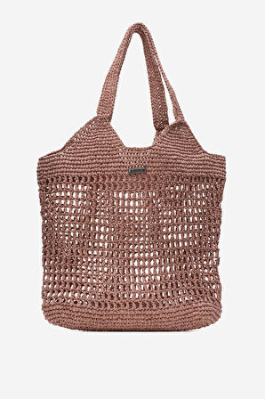 DERİCLUB Kadın Hasır El Yapımı Omuz Çantası  ZY 25004 BORDO