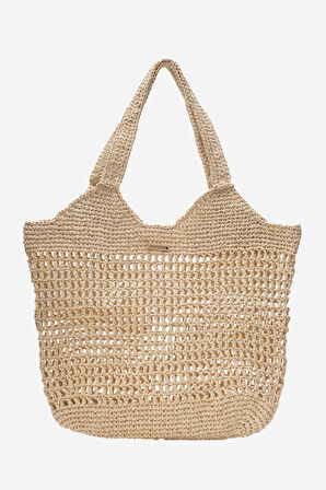 DERİCLUB Kadın Hasır El Yapımı Omuz Çantası  ZY 25004 BEJ