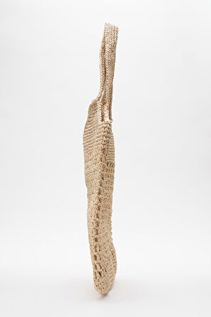 DERİCLUB Kadın Hasır El Yapımı Omuz Çantası  ZY 25004 BEJ