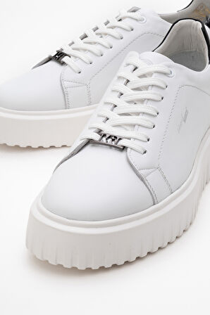 MARCOMEN Erkek Kalın Taban Bağcıklı Casual Ayakkabı Gerçek Deri MC 21185 BEYAZ