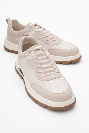 HAMMER JACK Erkek Lastik Bağcıklı Günlük Comfort Ayakkabı Gerçek Deri HJ 25024M BEJ