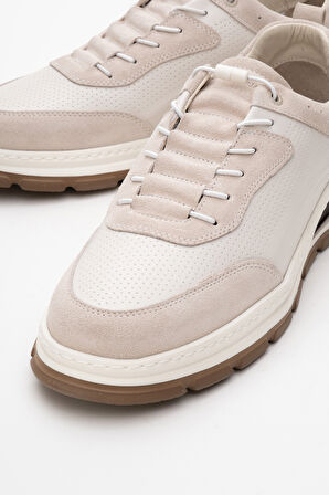 HAMMER JACK Erkek Lastik Bağcıklı Günlük Comfort Ayakkabı Gerçek Deri HJ 25024M BEJ