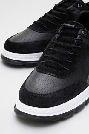 HAMMER JACK Erkek Lastik Bağcıklı Günlük Comfort Ayakkabı Gerçek Deri HJ 25024M SİYAH