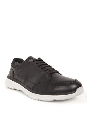 DERİCLUB Erkek Bağcıklı Comfort Günlük Ayakkabı Gerçek Deri FR 242010 SİYAH