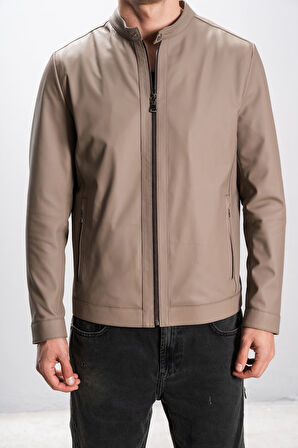 DERİCLUB Ronaldo Tafta Gerçek Deri Erkek Ceket VİZON