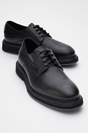 DERİCLUB Erkek Bağcıklı Comfort Kasik Ayakkabı Gerçek Deri CR 2076 SİYAH