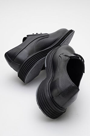 DERİCLUB Erkek Bağcıklı Comfort Kasik Ayakkabı Gerçek Deri CR 2076 SİYAH