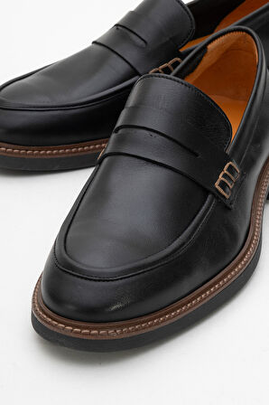 DERİCLUB Erkek Gerçek Deri Klasik Loafer FR 242025 SİYAH