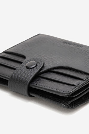 GD 1505 Gerçek Deri Kartlıklı Çıtçıt Kapama Erkek Cüzdan SİYAH