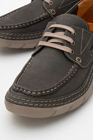 DERİCLUB Erkek Bağcıklı Kalın Taban Casual Ayakkabı Gerçek Deri FR 251280 HAKİ