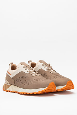 DERİCLUB Erkek Kalın Taban Bağcıklı Casual Ayakkabı Gerçek Deri CR 2395 KUM