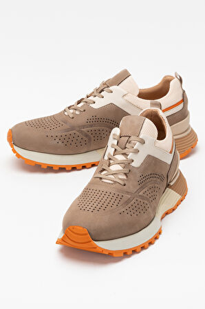 DERİCLUB Erkek Kalın Taban Bağcıklı Casual Ayakkabı Gerçek Deri CR 2395 KUM