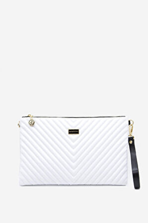 SİLVER POLO 1034 Tek Bölmeli Kadın Portföy & Clutch BEYAZ