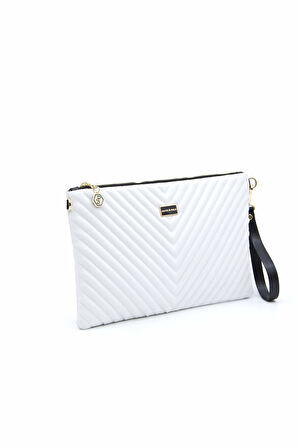 SİLVER POLO 1034 Tek Bölmeli Kadın Portföy & Clutch BEYAZ