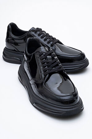 DERİCLUB Erkek Kalın Taban Bağcıklı Casaul Ayakkabı Gerçek Deri CR 2568 SİYAH