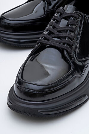 DERİCLUB Erkek Kalın Taban Bağcıklı Casaul Ayakkabı Gerçek Deri CR 2568 SİYAH