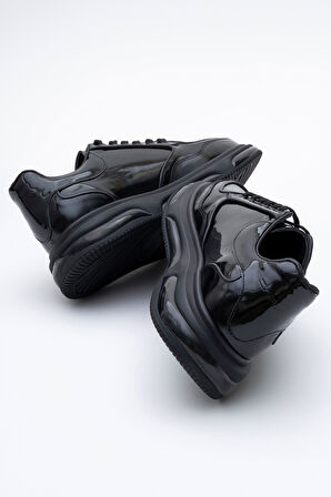 DERİCLUB Erkek Kalın Taban Bağcıklı Casaul Ayakkabı Gerçek Deri CR 2568 SİYAH