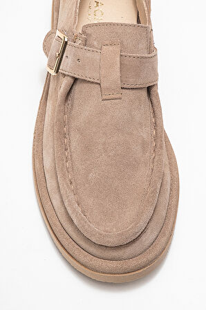 DERİCLUB Kadın Comfort Casual Ayakkabı Gerçek Deri RC 40228 BEJ